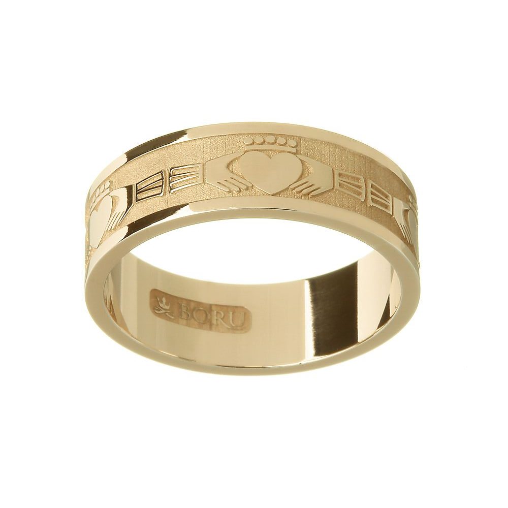 Gents 14K Gold Claddagh Wedding Band - Boru - Fallers.ie - Fallers ...