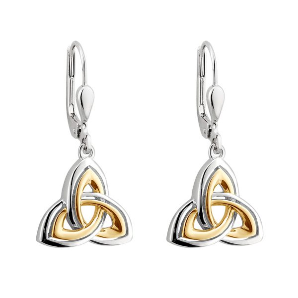 Sterling Silver Two Tone Trinity Knot Drop Earrings - Solvar - Fallers ...