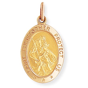 Gold St. Christopher Ladies Oval Ring