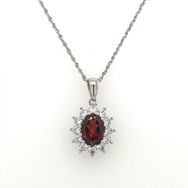 white gold garnet cluster pendant