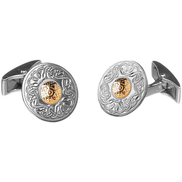 celtic warrior cufflinks sterling silver with 18K gold disc