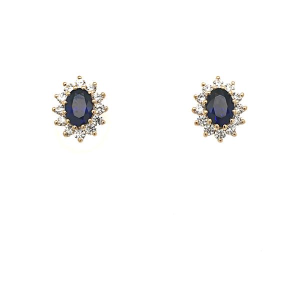 created sapphire cluster earrings