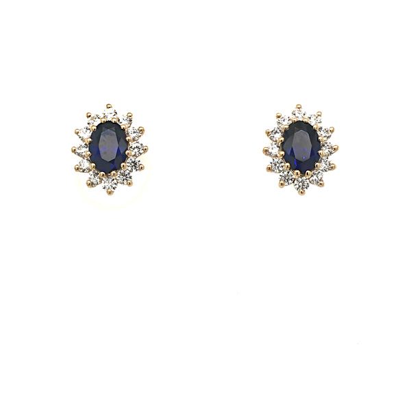 created sapphire cluster earrings