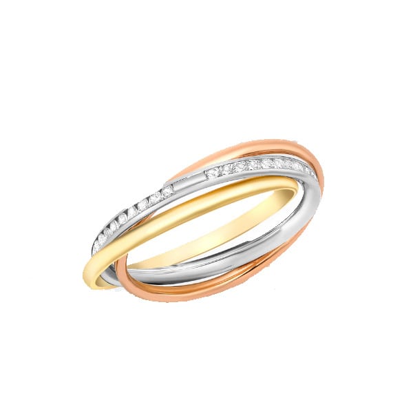 Gold russian wedding ring with stones