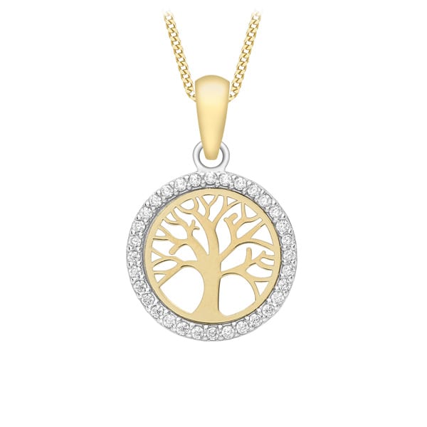 9K Gold CZ Tree of Life Pendant - Fallers - Fallers.ie - Fallers ...