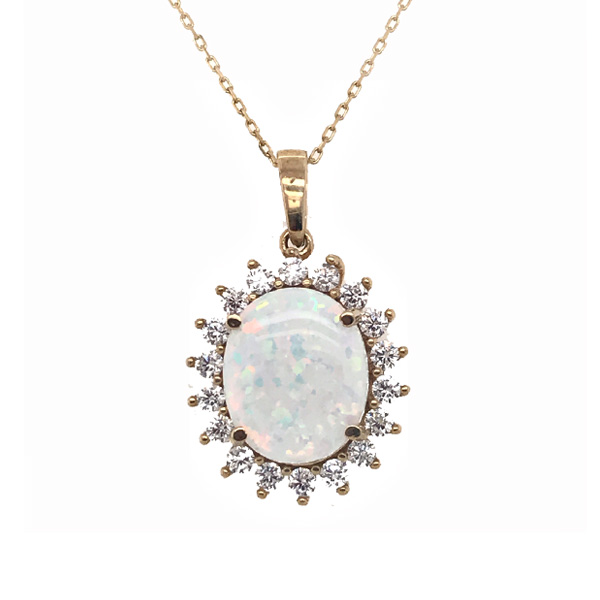 9K Opal CZ Cluster Pendant - Fallers.ie - Fallers Jewellers Galway