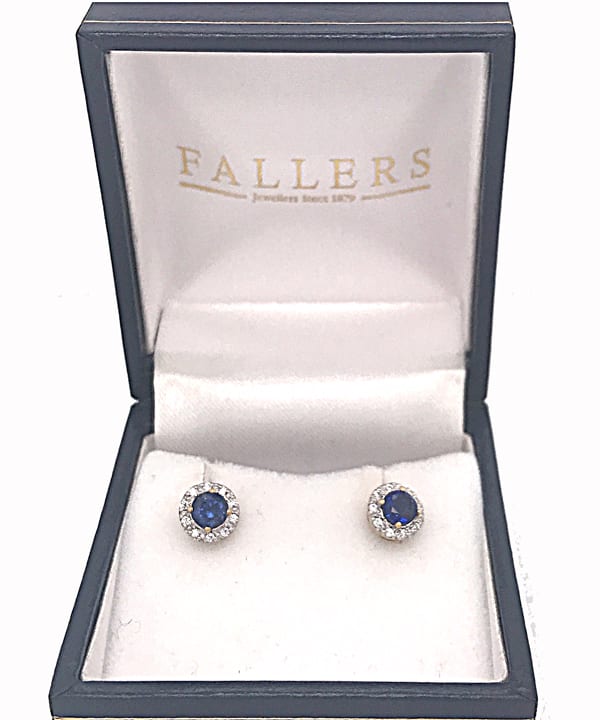 9K Gold Created Sapphire Earrings Fallers Fallers.ie Fallers Jewellers Galway