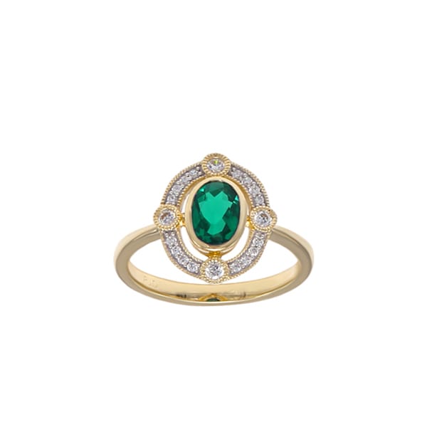 Antique Style Created Emerald Dress Ring - Fallers - Fallers.ie ...