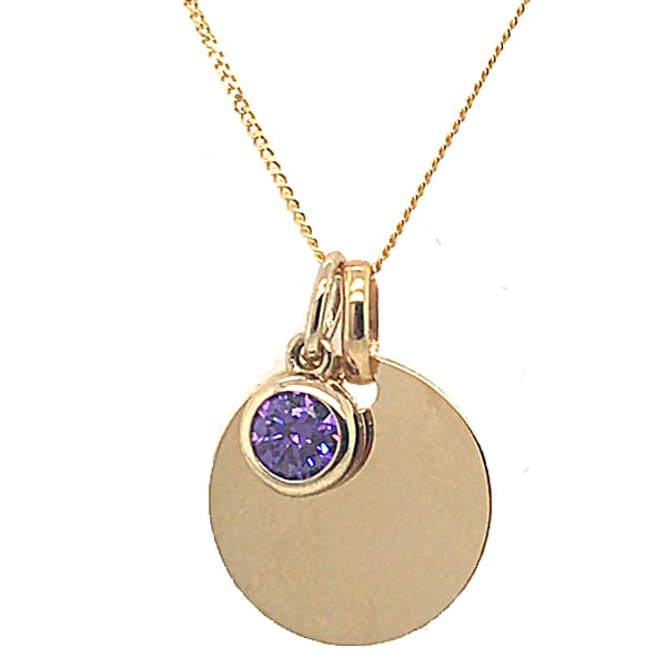 February Birthstone Engravable Necklace