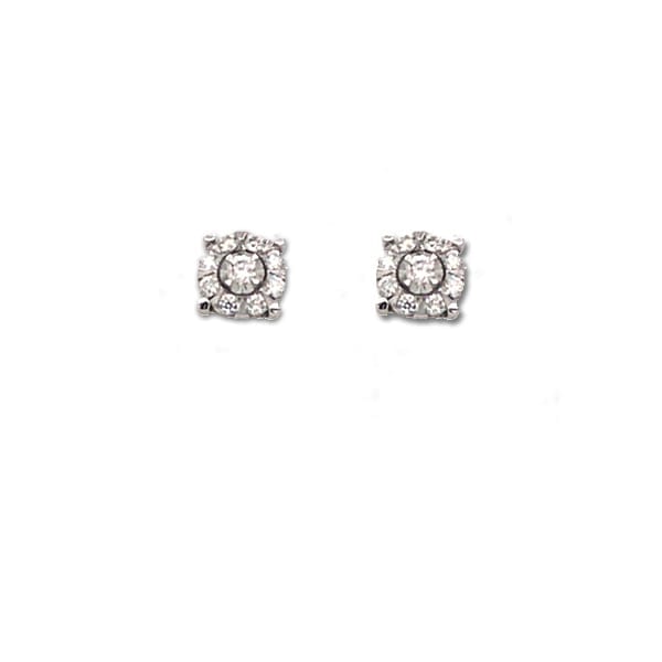 Diamond Cluster Stud Earrings White Gold