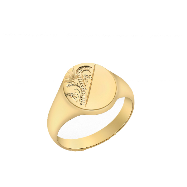 9K Yellow Gold Engraved Signet Ring - Fallers - Fallers.ie - Fallers ...