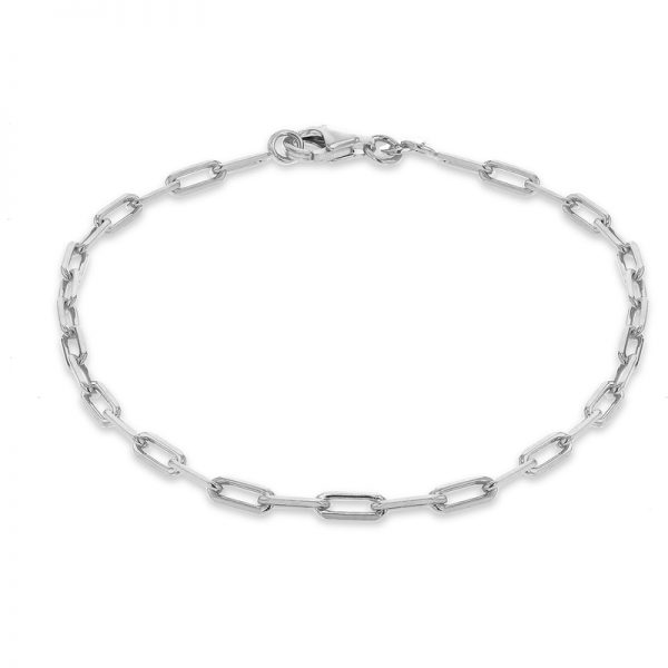 Sterling Silver Paper Link Chain Bracelet 7.5