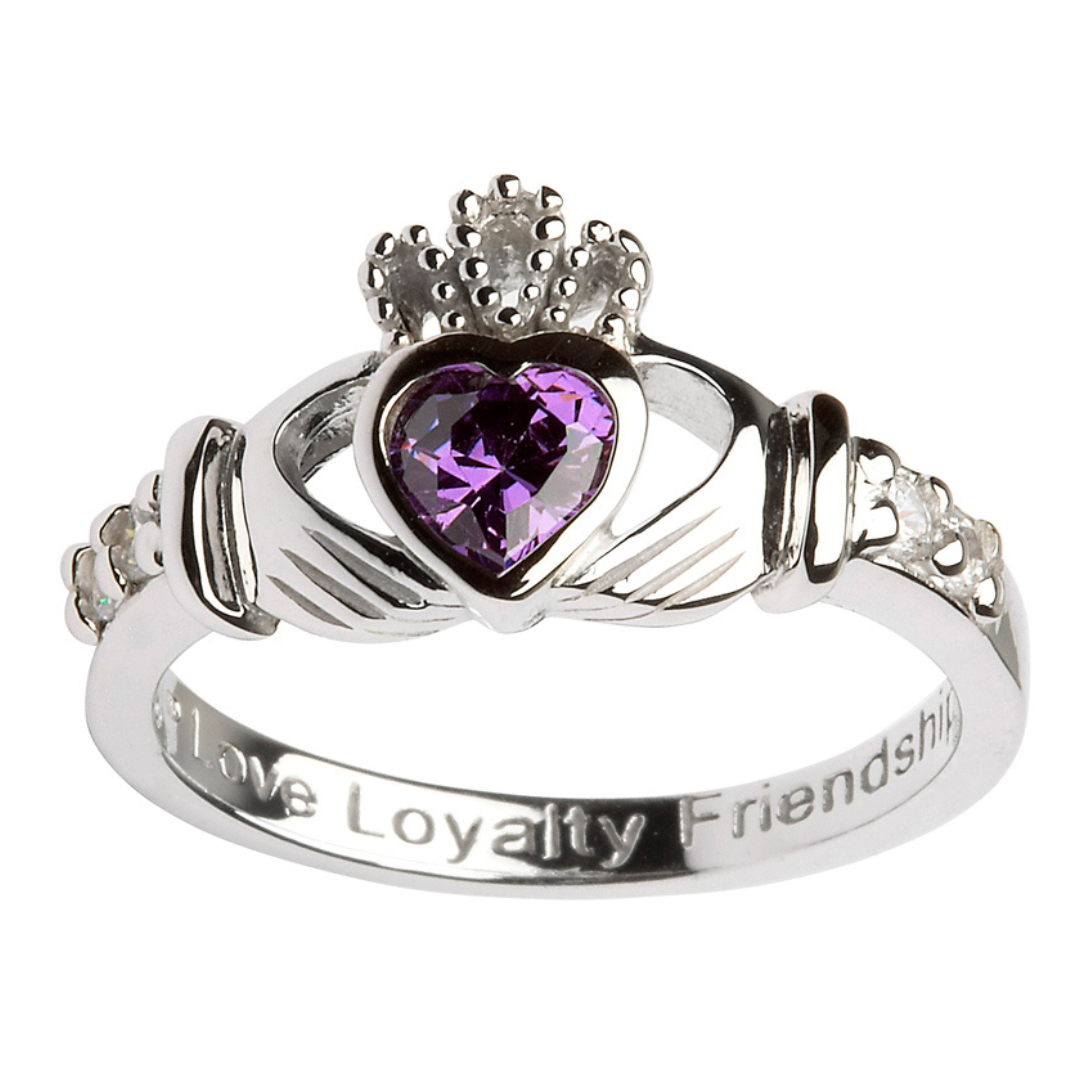 Sterling Silver Claddagh Birthstone Rings - Fallers, Shanore - Fallers.ie -  Fallers Jewellers Galway