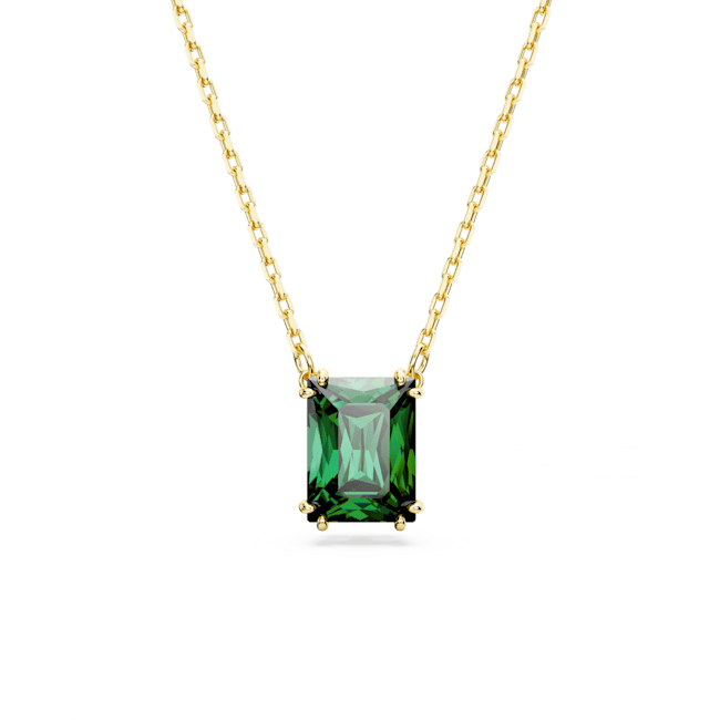 Swarovski Gold Tone Green Rectangular Cut Necklace - Swarovski ...